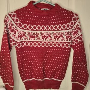 Festive Red and White Kids Sweater